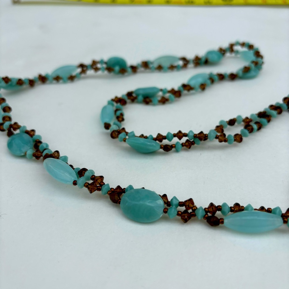 Blue with Copper Cookie Lee Necklace